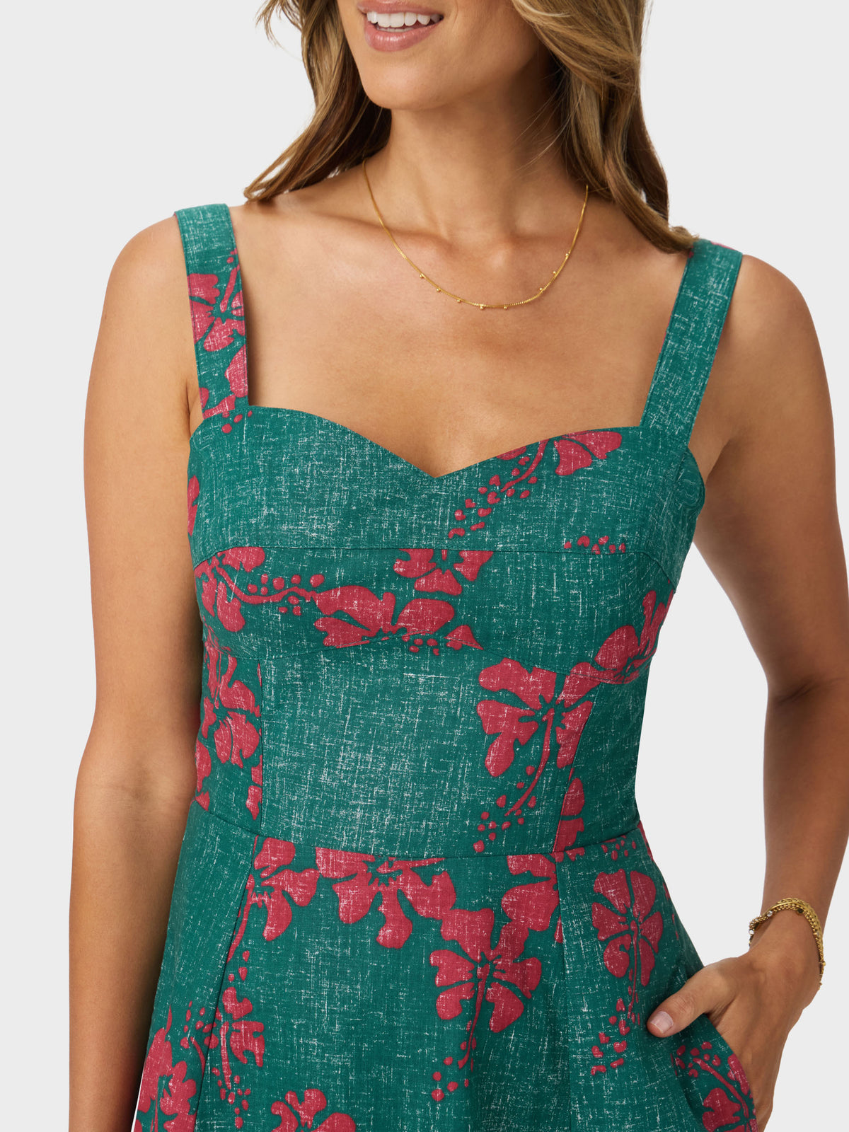 Reyn Spooner 50TH STATE FLOWER CLAIRE DRESS in FOREST GREEN