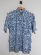 Reyn Spooner EARLY 1980s LAHAINA SAILOR ALOHA SHIRT in BLUE