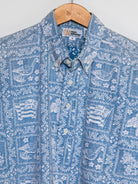 Reyn Spooner EARLY 1980s LAHAINA SAILOR ALOHA SHIRT in BLUE