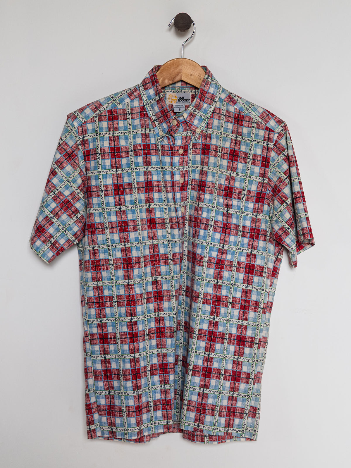 Reyn Spooner 1980s PALI PLAID ALOHA SHIRT in RED