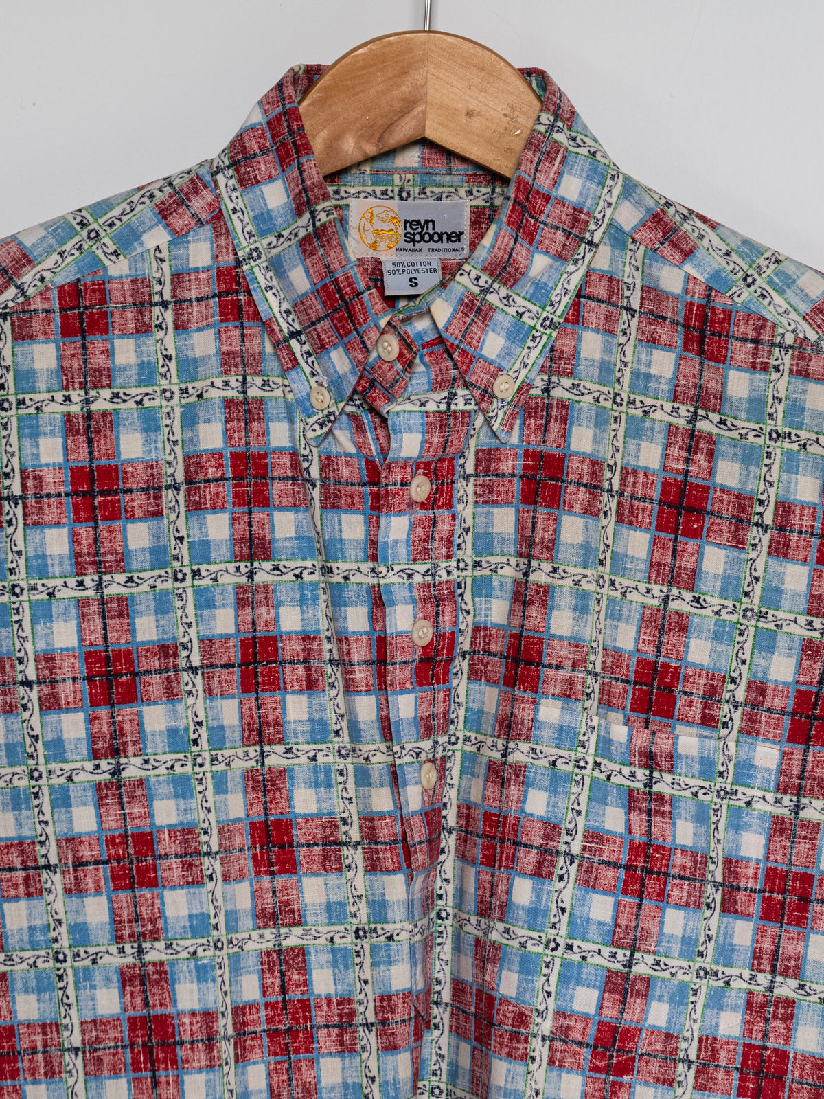 Reyn Spooner 1980s PALI PLAID ALOHA SHIRT in RED