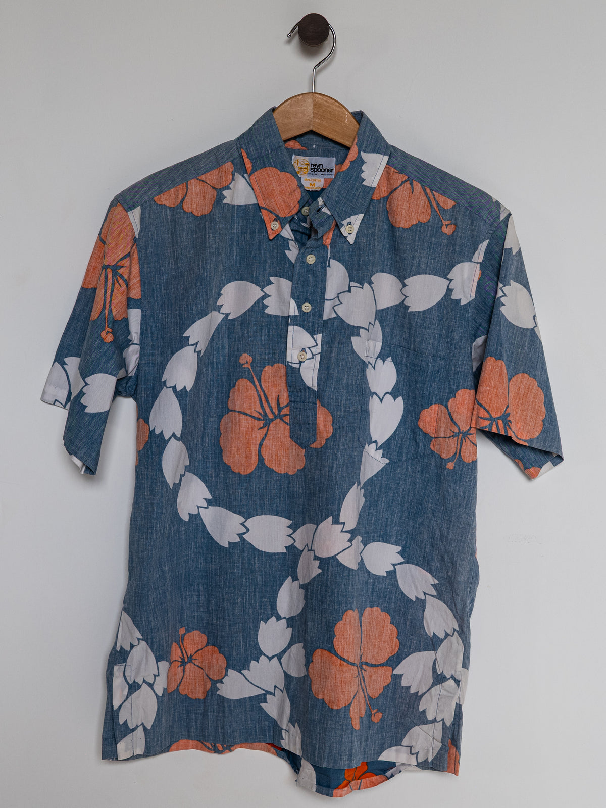 Reyn Spooner 1986 TAHITIAN TUBEROSE ALOHA SHIRT in BLUE