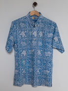 Reyn Spooner 1980s LAHAINA SAILOR ALOHA SHIRT in BLUE