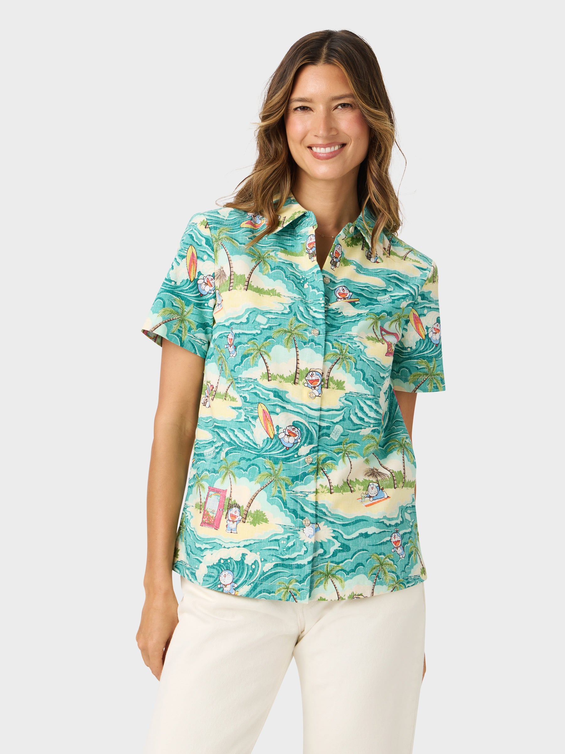 Reyn Spooner ALOHA DORAEMON ABBY TOP in TEAL