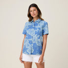 Reyn Spooner ALOHA BISCUS ABBY TOP in BLUE HORIZON