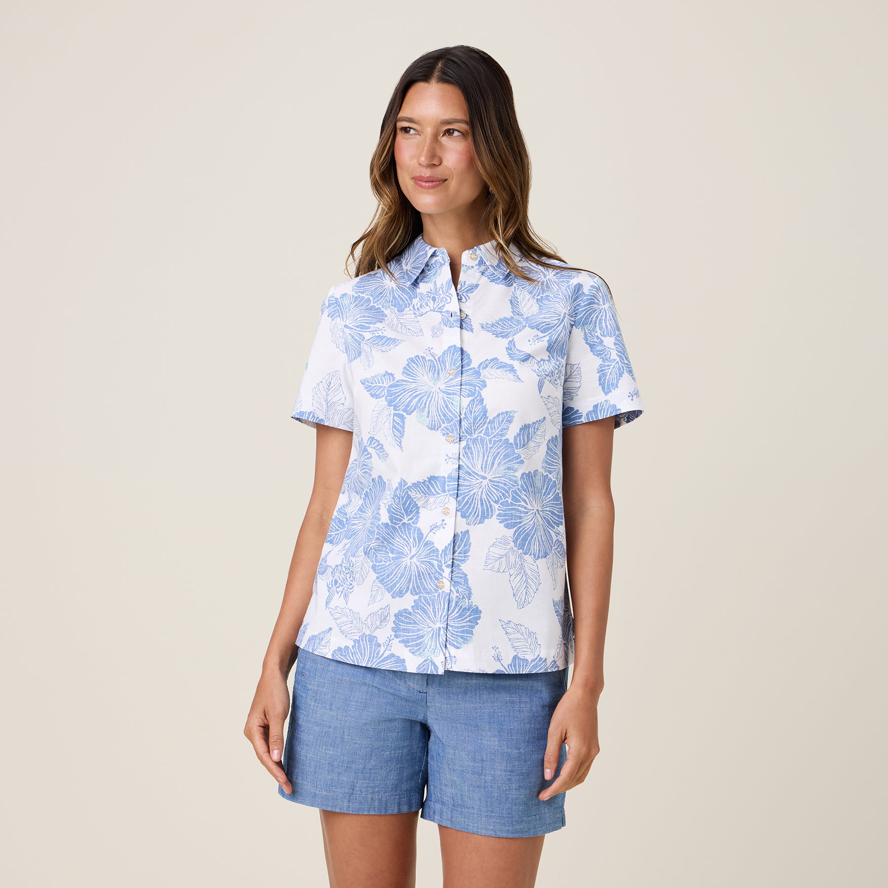 Reyn Spooner ALOHA BISCUS ABBY TOP in WHITE