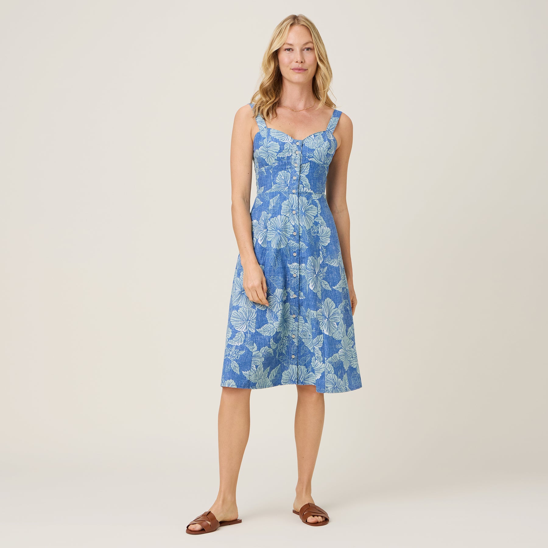 Reyn Spooner ALOHA BISCUS EMELINE DRESS in BLUE HORIZON