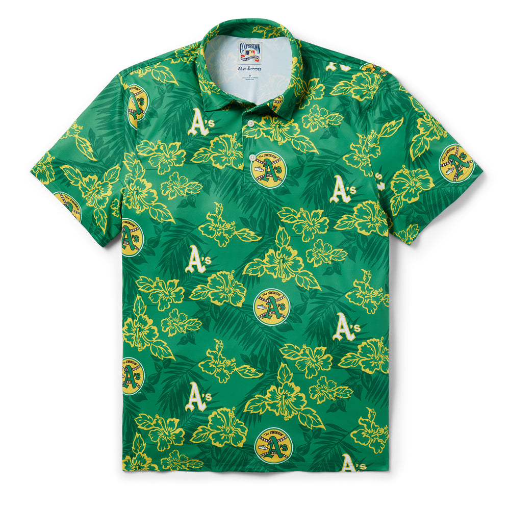 Reyn Spooner OAKLAND ATHLETICS COOPERSTOWN PERFORMANCE POLO in GREEN