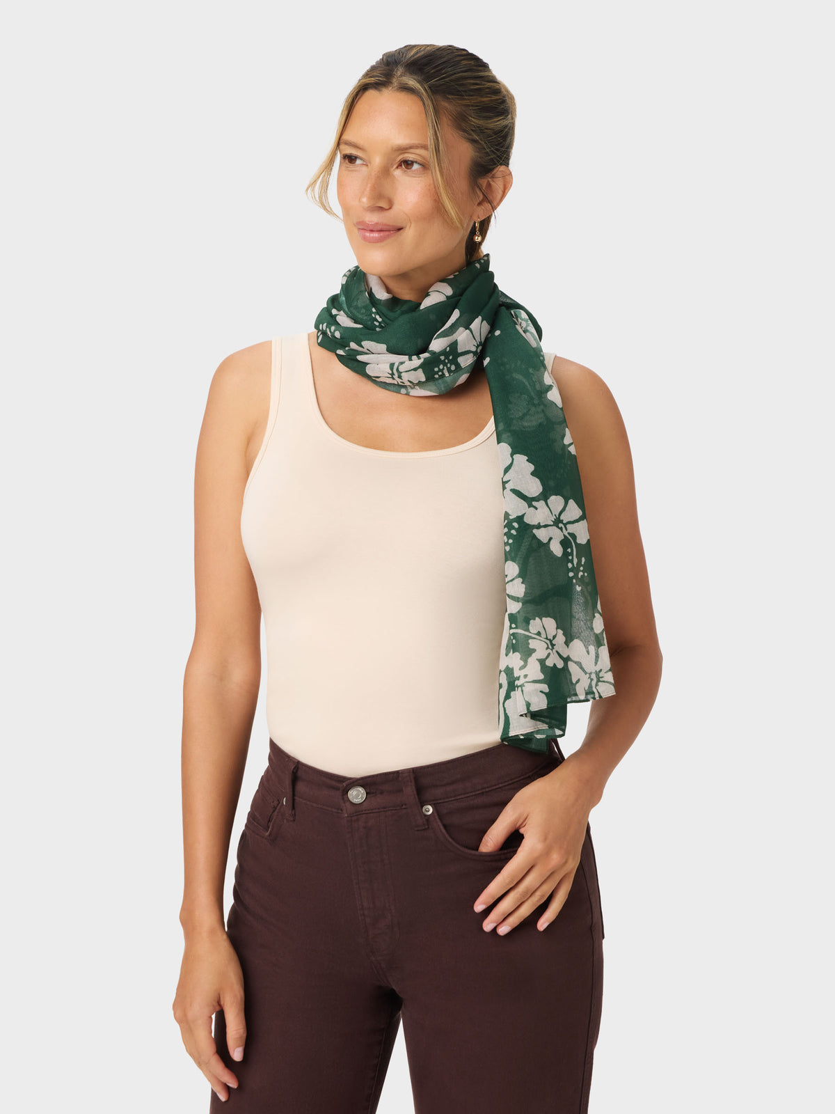Reyn Spooner BIG BISCUS SCARF in FOREST GREEN