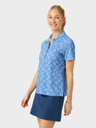 Reyn Spooner BLOSSOM HARMONY AVA POLO in MOONLIGHT BLUE