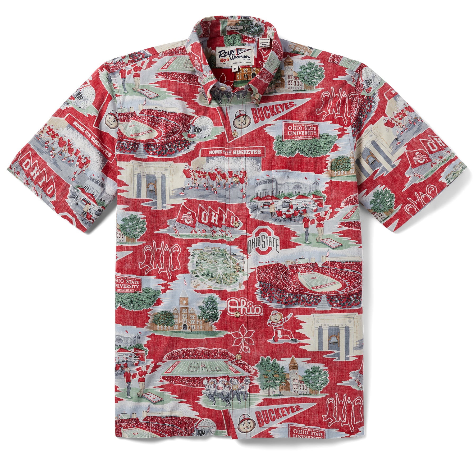 THE Ohio State UNIVERSITY Scenic BUTTON FRONT / Red / 3XL