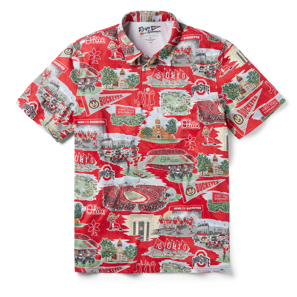 Reyn Spooner THE OHIO STATE UNIVERSITY SCENIC PERFORMANCE POLO in RED