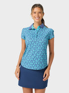 Reyn Spooner CAMELLIAS OLIVE PERFORMANCE POLO in DARK TEAL 