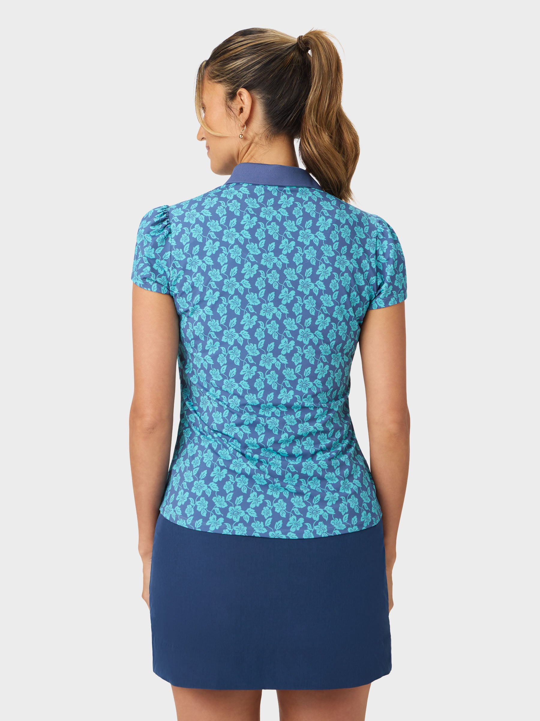 Reyn Spooner CAMELLIAS OLIVE PERFORMANCE POLO in DARK TEAL 
