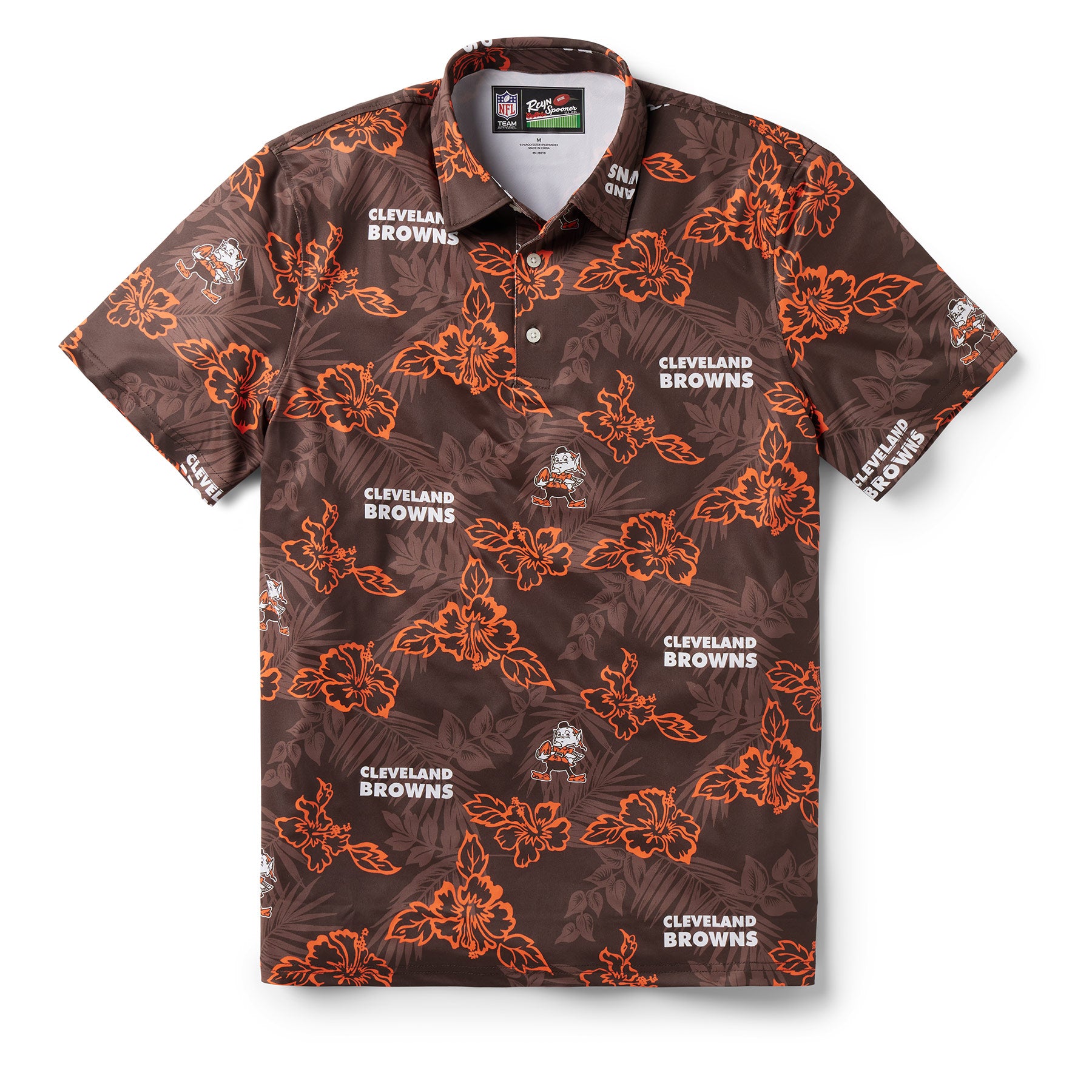 Men's Reyn Spooner Brown Cleveland Browns Throwback Pua Performance Polo Size: 3XL