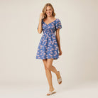 Reyn Spooner FALLING FAN FLOWERS DAPHNE DRESS in INSIGNIA BLUE