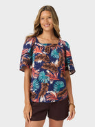 Reyn Spooner FLORAL FANS NADIA TOP in INSIGNIA BLUE