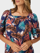 Reyn Spooner FLORAL FANS NADIA TOP in INSIGNIA BLUE