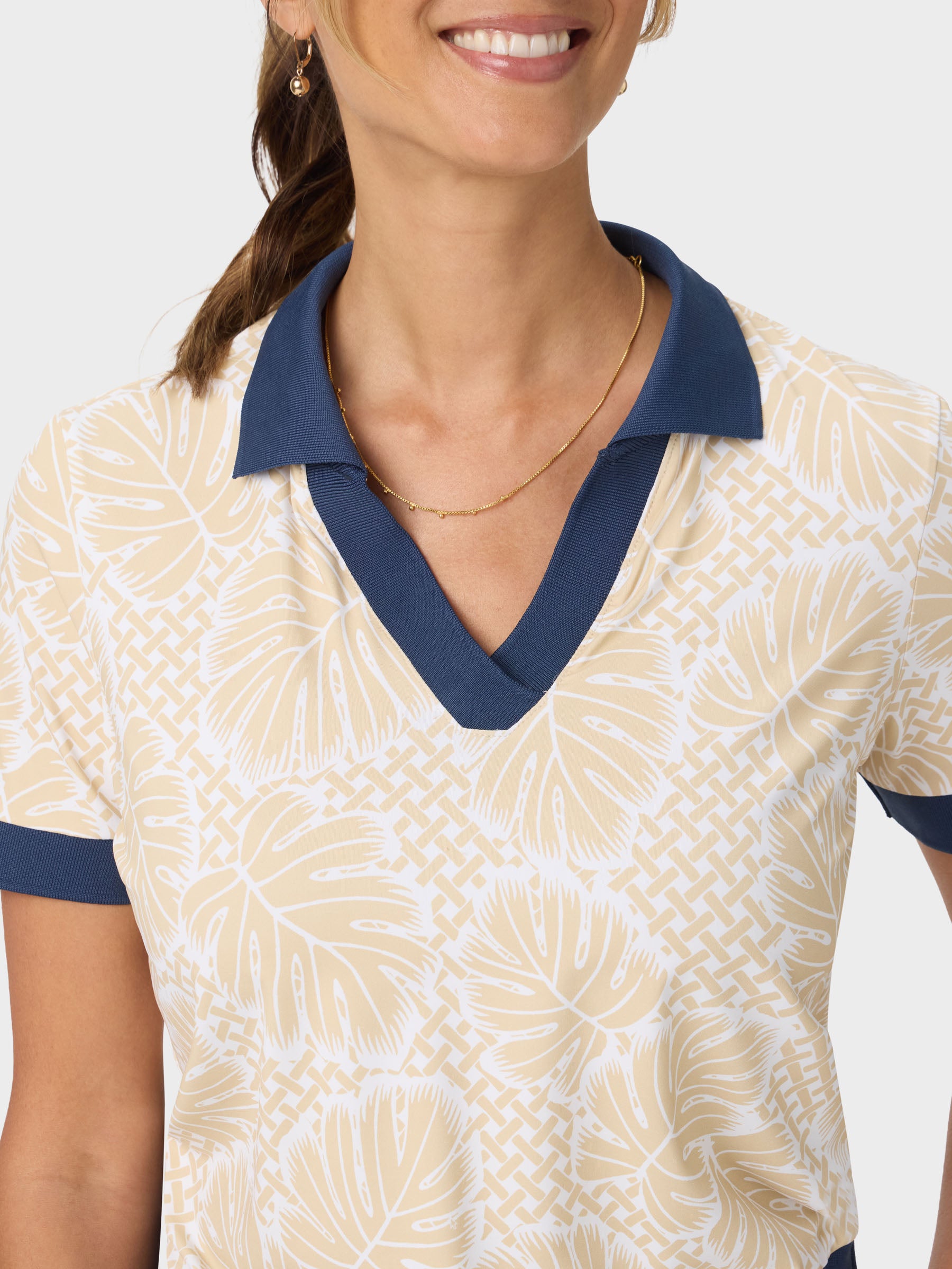 Reyn Spooner GARDEN FRONDS SLOAN PERFORMANCE POLO in STONE