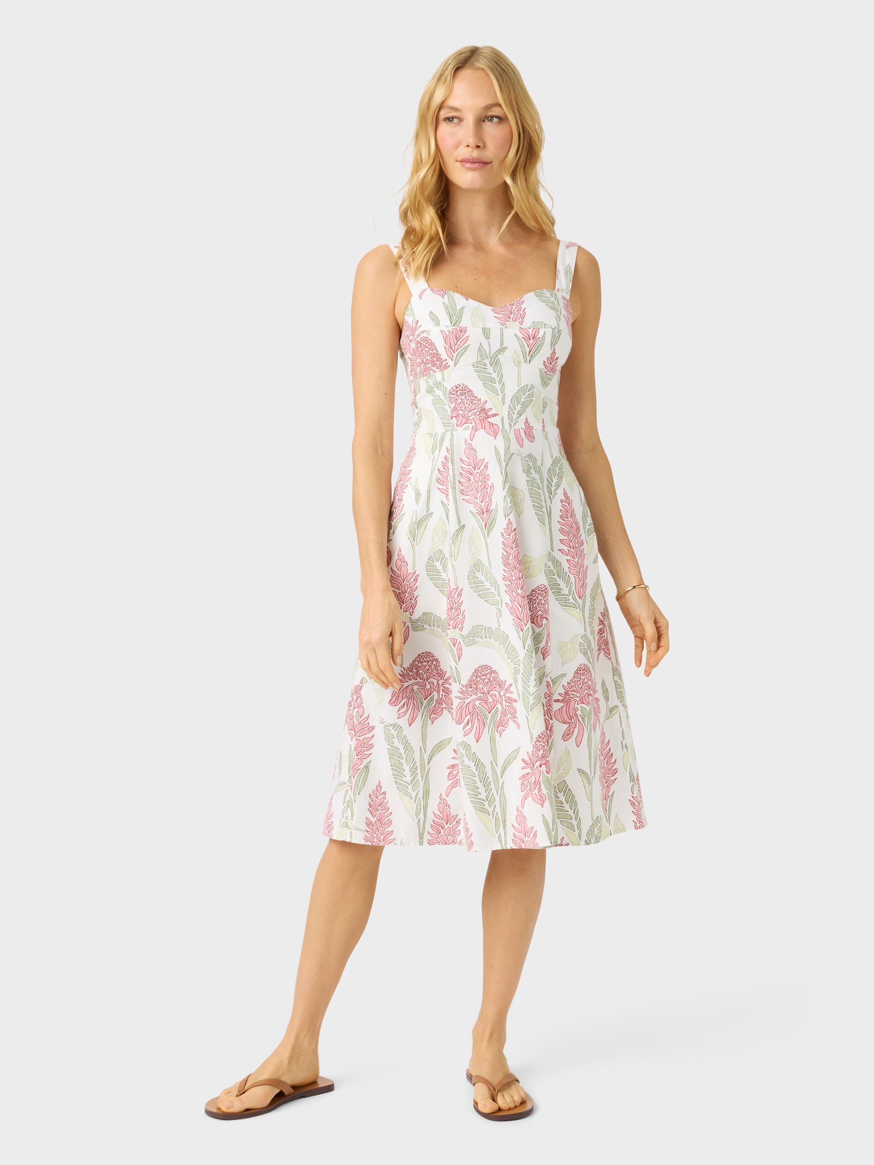 Reyn Spooner GINGER BURST CLAIRE DRESS in WHITE
