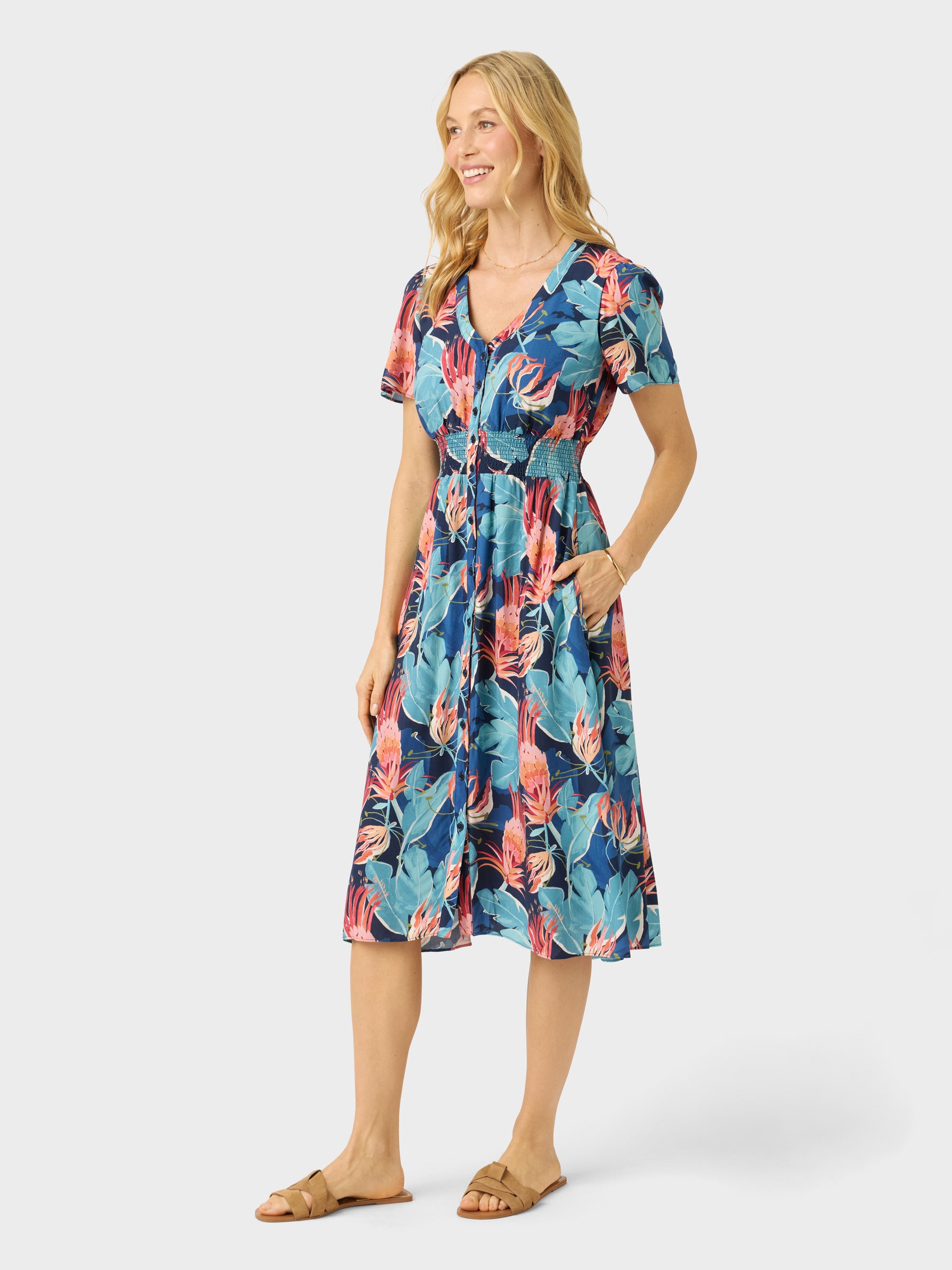 Reyn Spooner GLORIOSA LILY HANNAH DRESS in NAVY