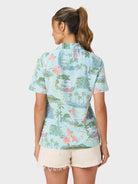 Reyn Spooner HONOLULU MARATHON WOMEN'S PERFORMANCE ALOHA SHIRT in AQUA