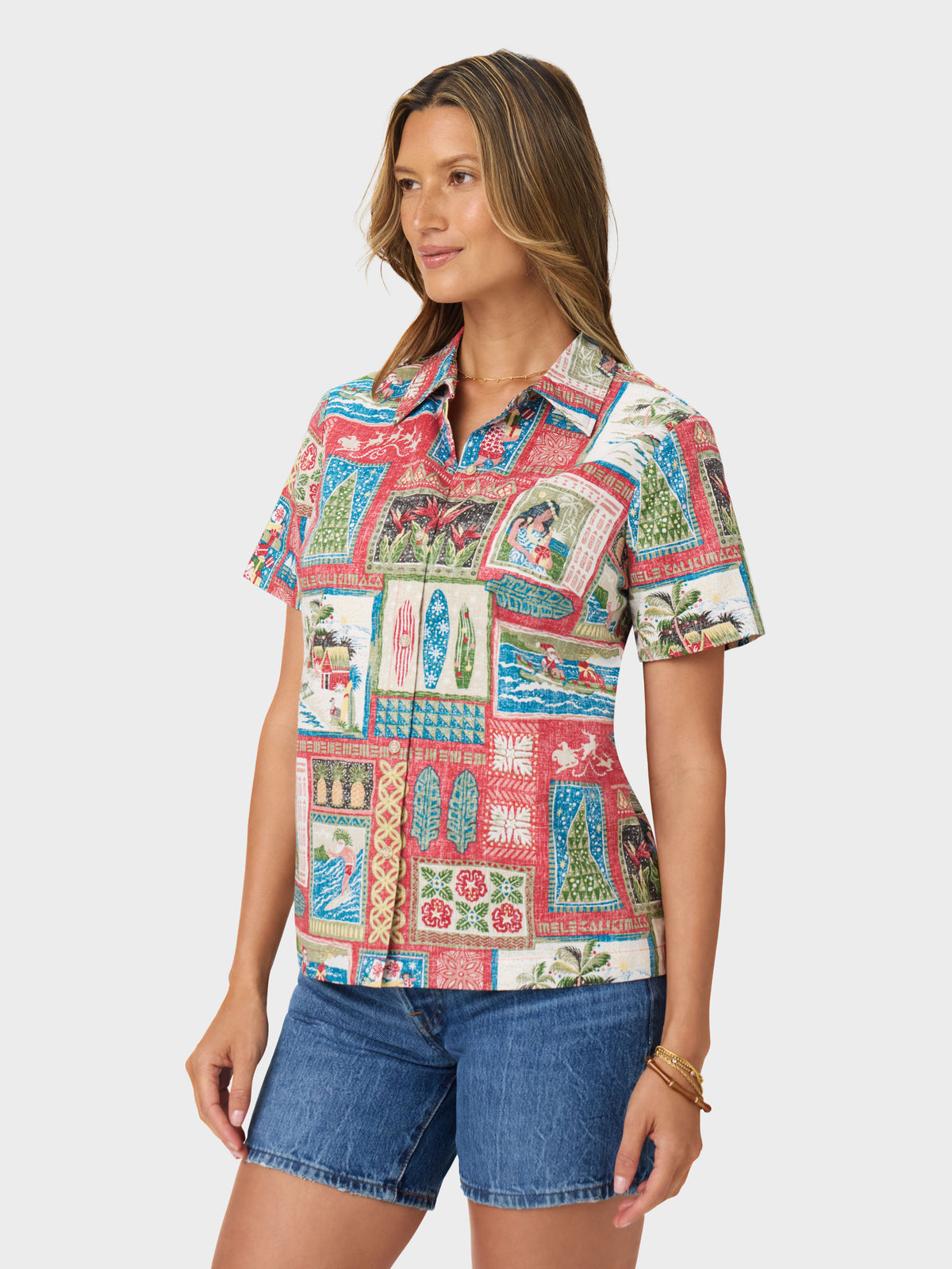 Reyn Spooner HAWAIIAN CHRISTMAS 2026 ABBY TOP in RED