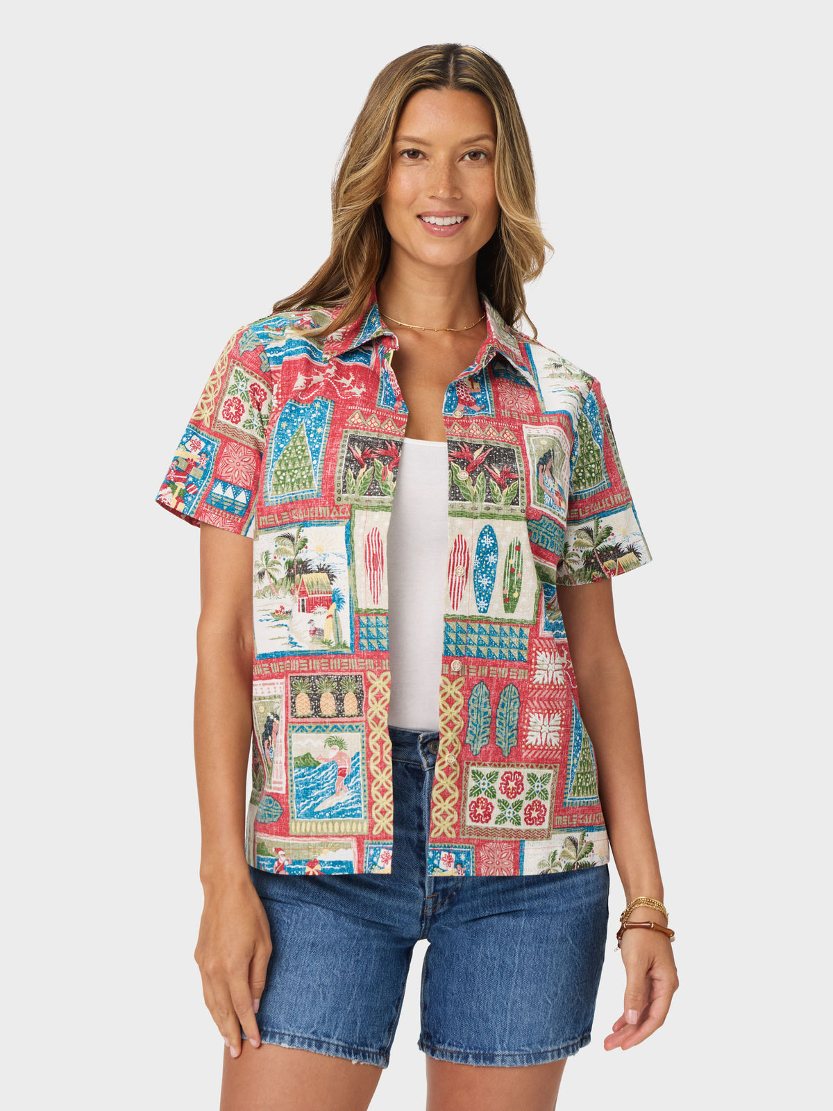 Reyn Spooner HAWAIIAN CHRISTMAS 2026 ABBY TOP in RED