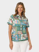 Reyn Spooner HAWAIIAN CHRISTMAS 2026 ABBY TOP in GREEN