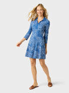 Reyn Spooner HIBISCUS MONSTERA LOLA PERFORMANCE DRESS in INSIGNIA BLUE