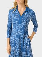 Reyn Spooner HIBISCUS MONSTERA LOLA PERFORMANCE DRESS in INSIGNIA BLUE