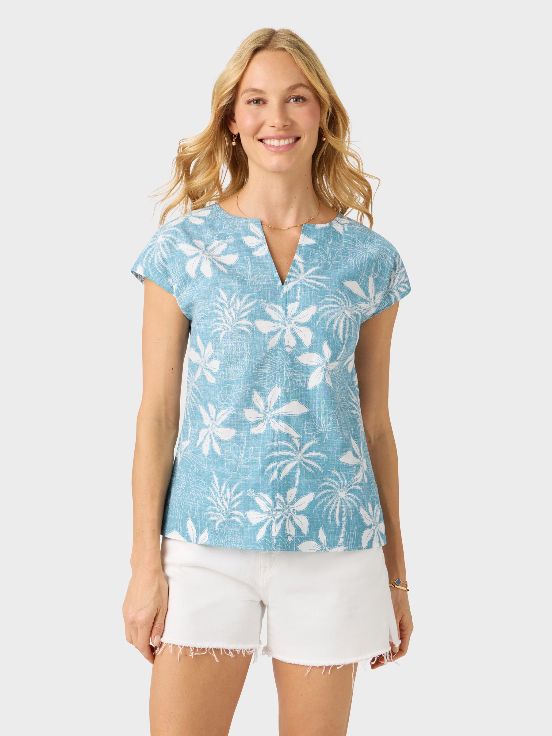 Reyn Spooner ISLAND DAZE PIPER TOP in ADRIATIC BLUE