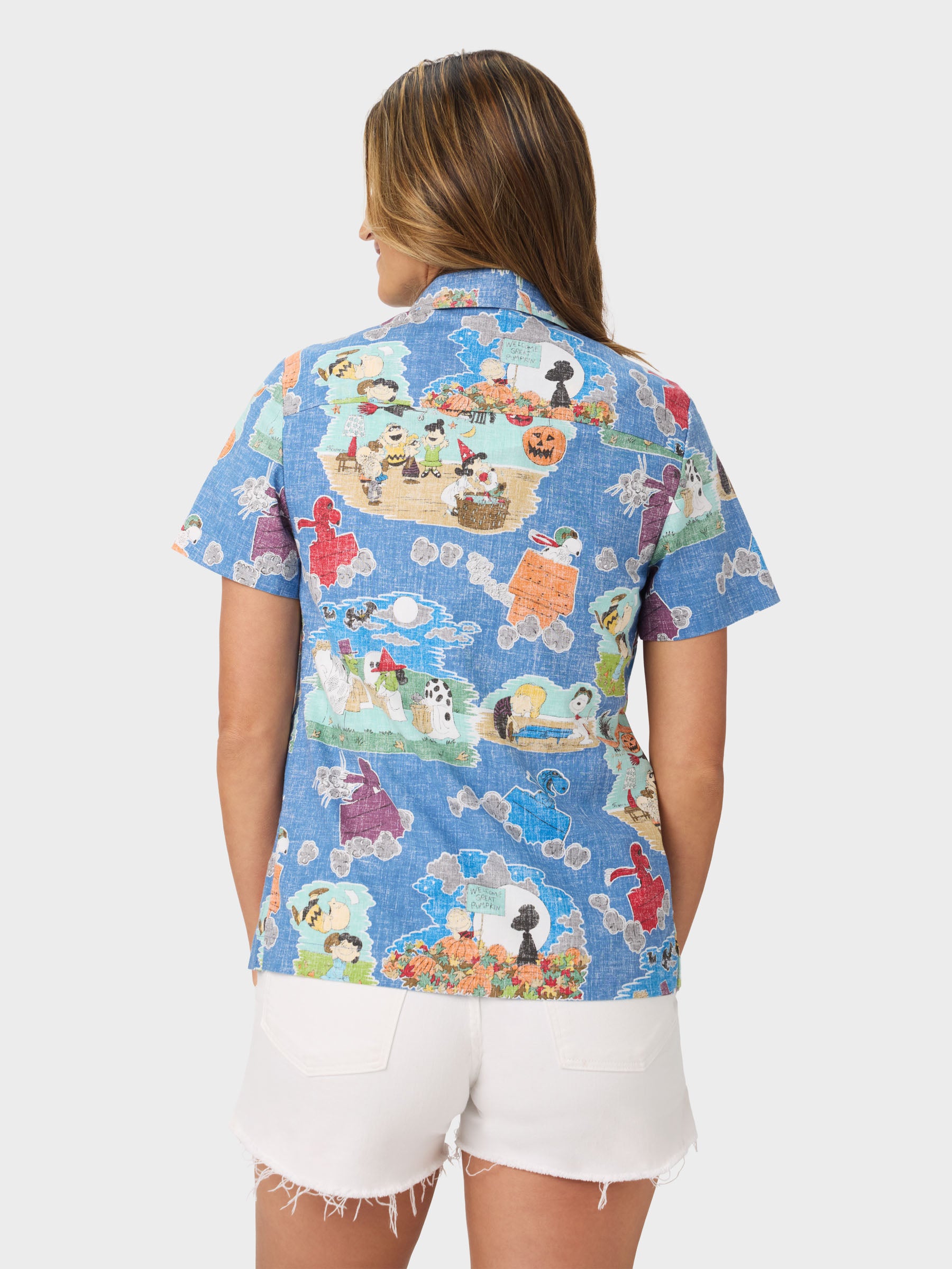 Reyn Spooner IT'S THE GREAT PUMPKIN, CHARLIE BROWN: 60TH ANNIVERSARY ABBY TOP in VINTAGE INDIGO