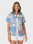Reyn Spooner IT'S THE GREAT PUMPKIN, CHARLIE BROWN: 60TH ANNIVERSARY ABBY TOP in VINTAGE INDIGO