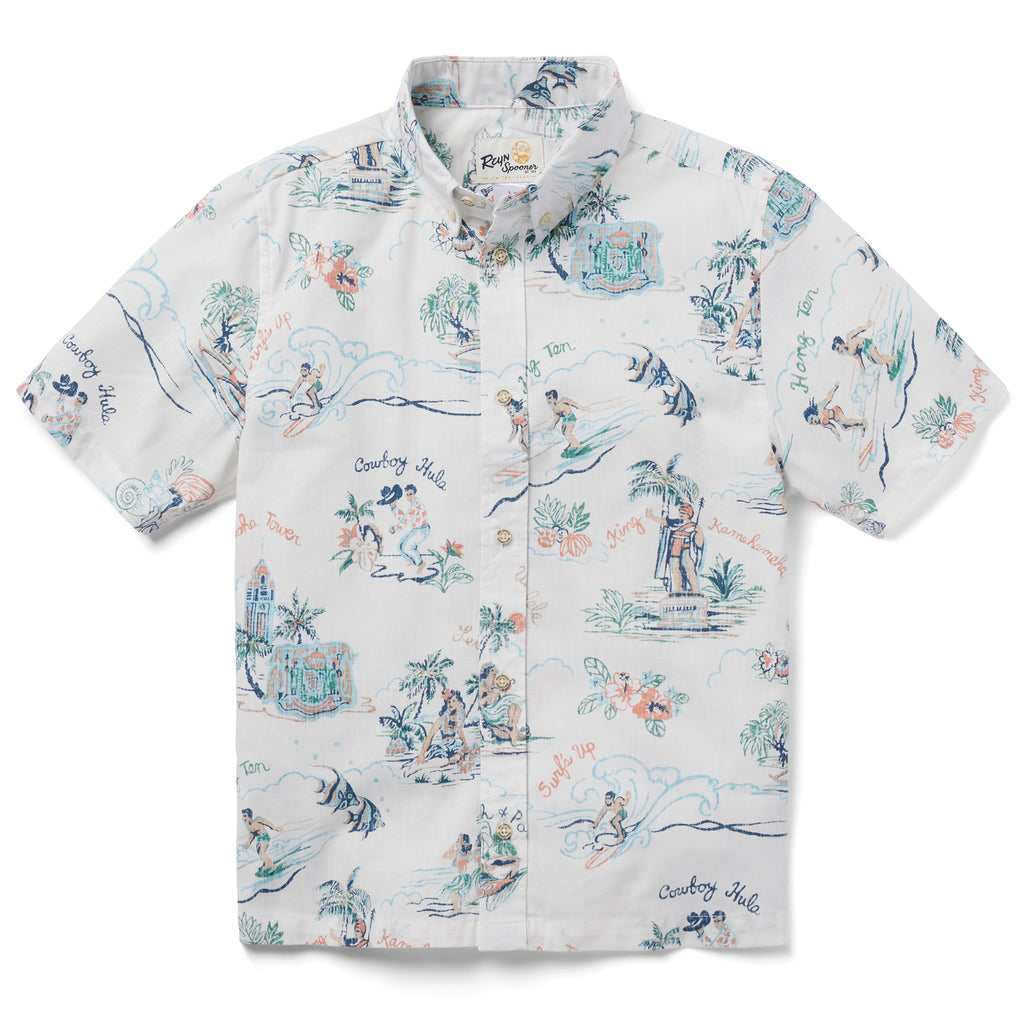 Reyn Spooner HAWAI'I 1959 YOUTH SHIRT in WHITE