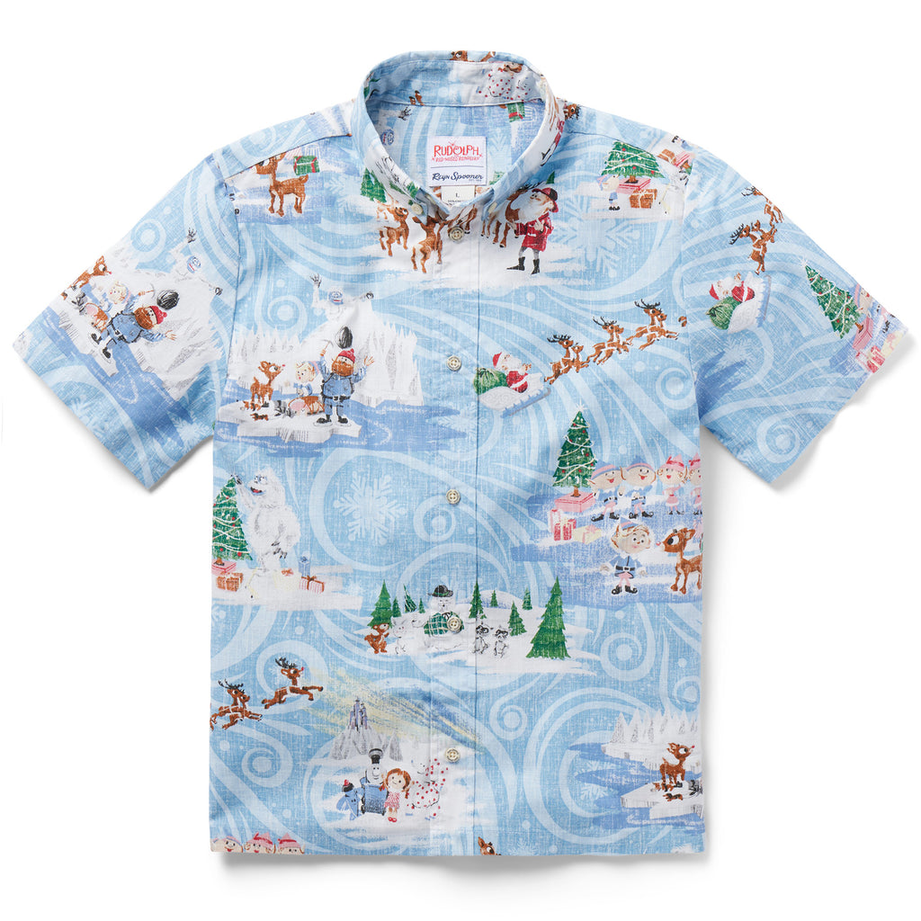 Reyn Spooner RUDOLPH THE RED-NOSED REINDEER YOUTH SHIRT in HOLIDAY BLUE