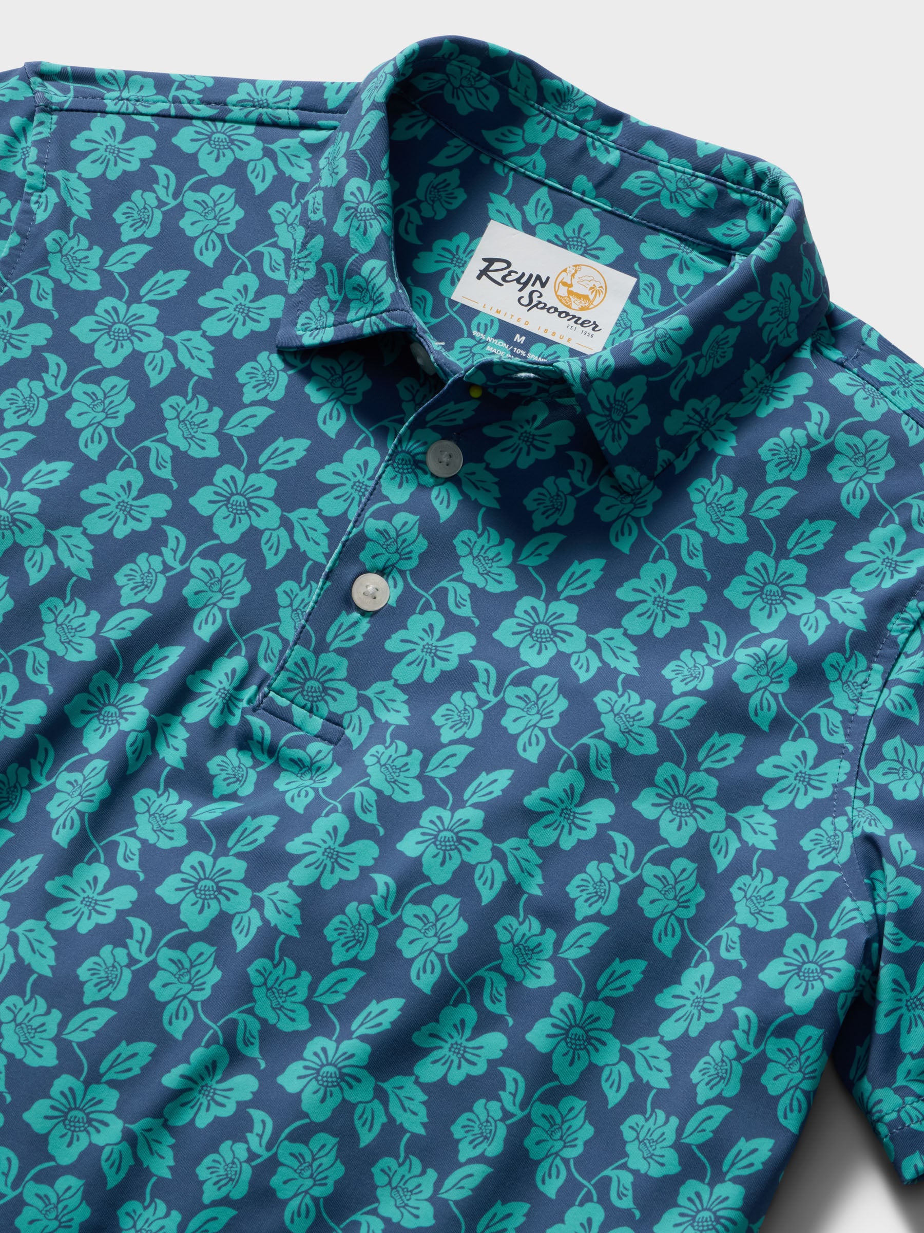 Reyn Spooner CAMELLIAS YOUTH PERFORMANCE POLO in DARK TEAL