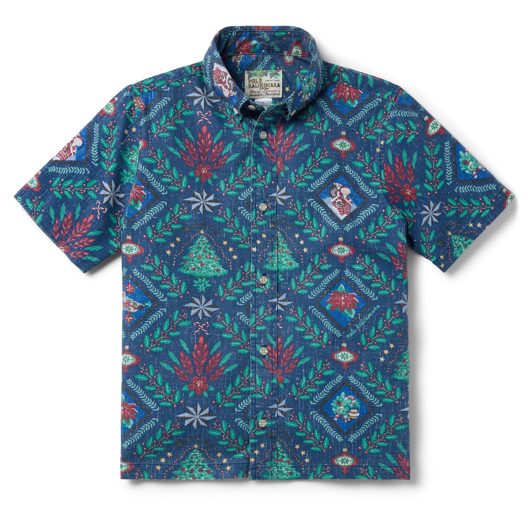 Reyn Spooner HAWAIIAN CHRISTMAS 2025 YOUTH SHIRT in NAVY
