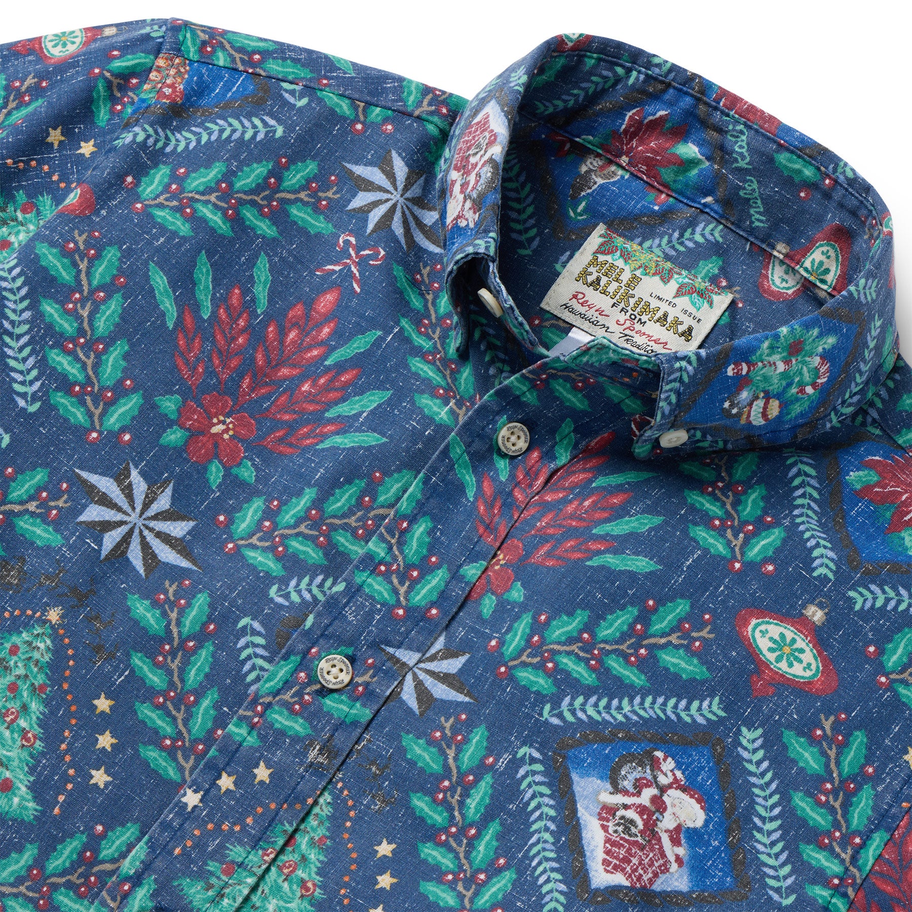 Reyn Spooner HAWAIIAN CHRISTMAS 2025 YOUTH SHIRT in NAVY