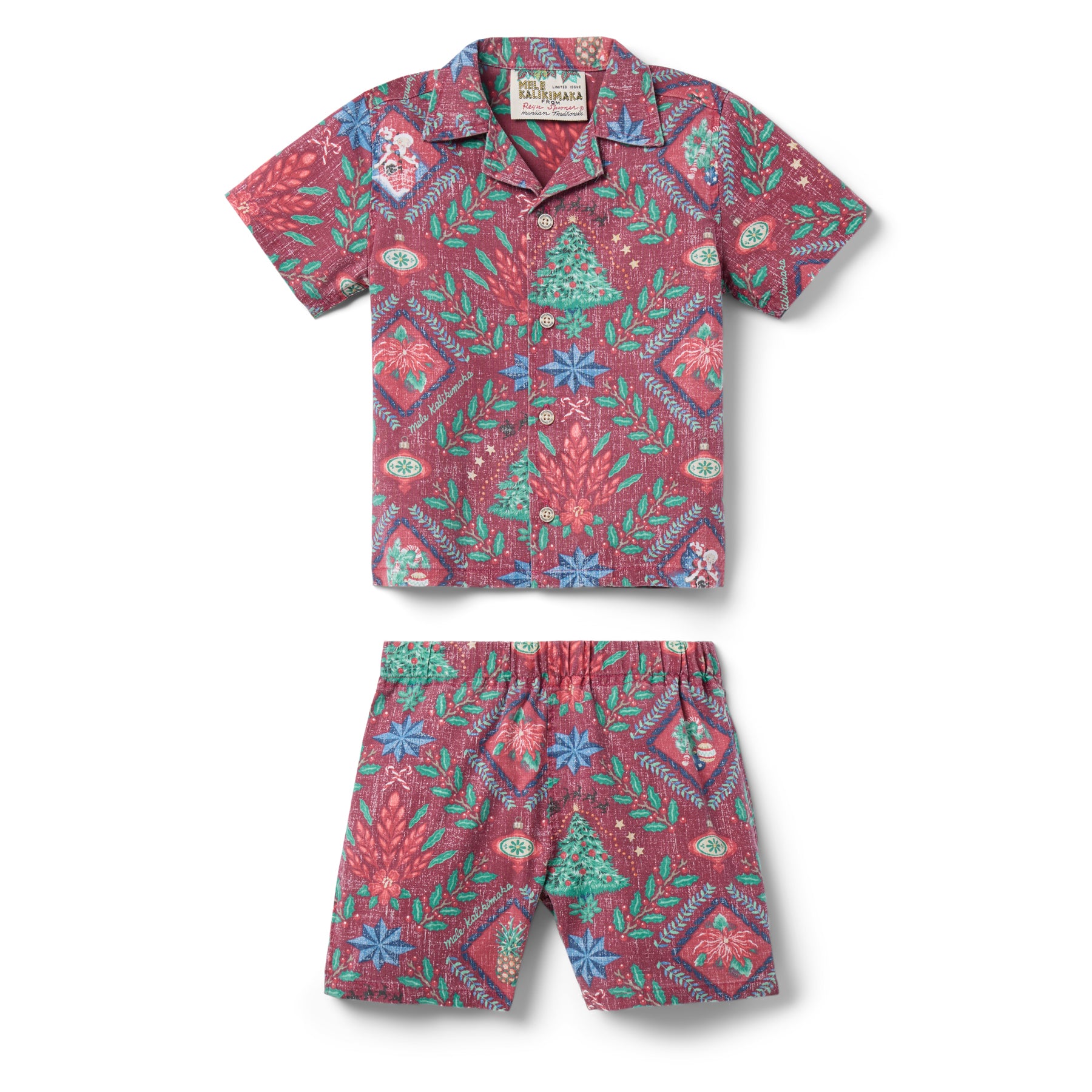 Reyn Spooner HAWAIIAN CHRISTMAS 2025 TODDLER CABANA SET in HOLIDAY RED