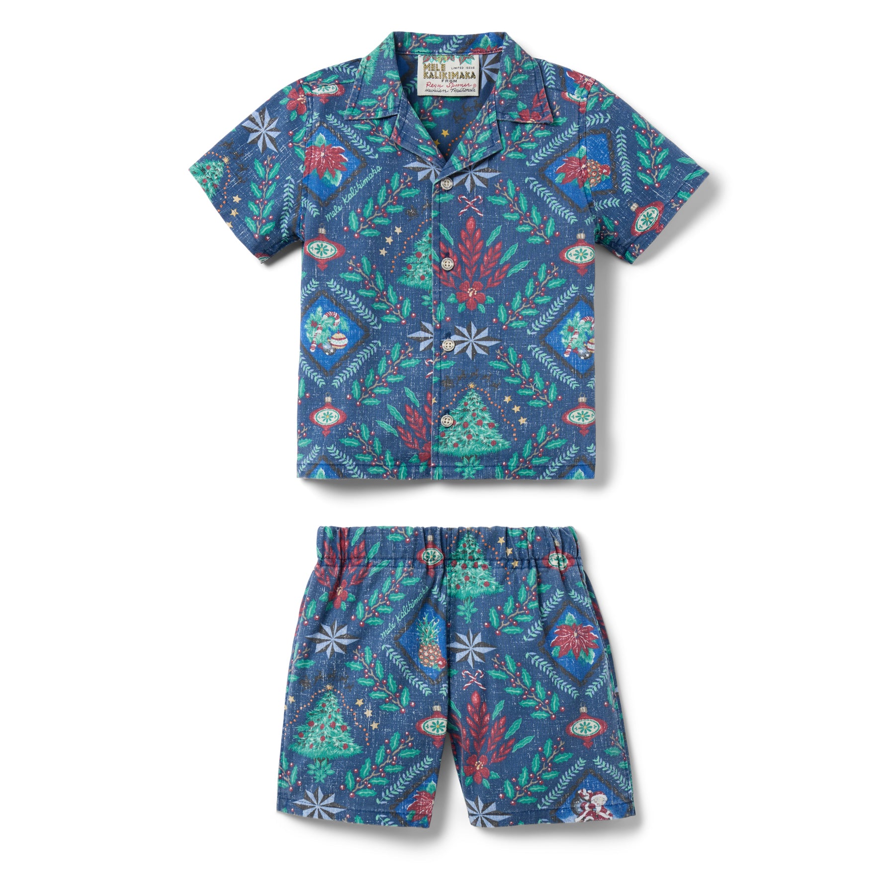 Reyn Spooner HAWAIIAN CHRISTMAS 2025 TODDLER CABANA SET in NAVY