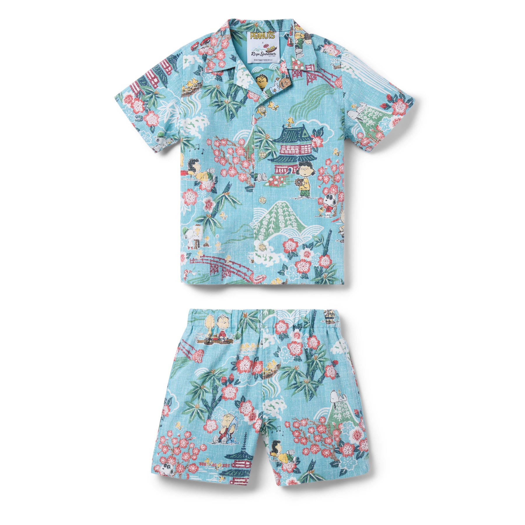 Reyn Spooner PEANUTS IN JAPAN TODDLER CABANA SET in AQUA