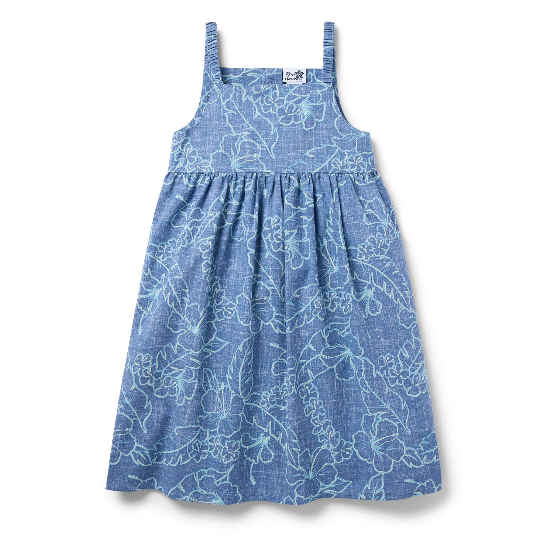Reyn Spooner LEI LOW LILY GIRLS SUNDRESS in HORIZON BLUE