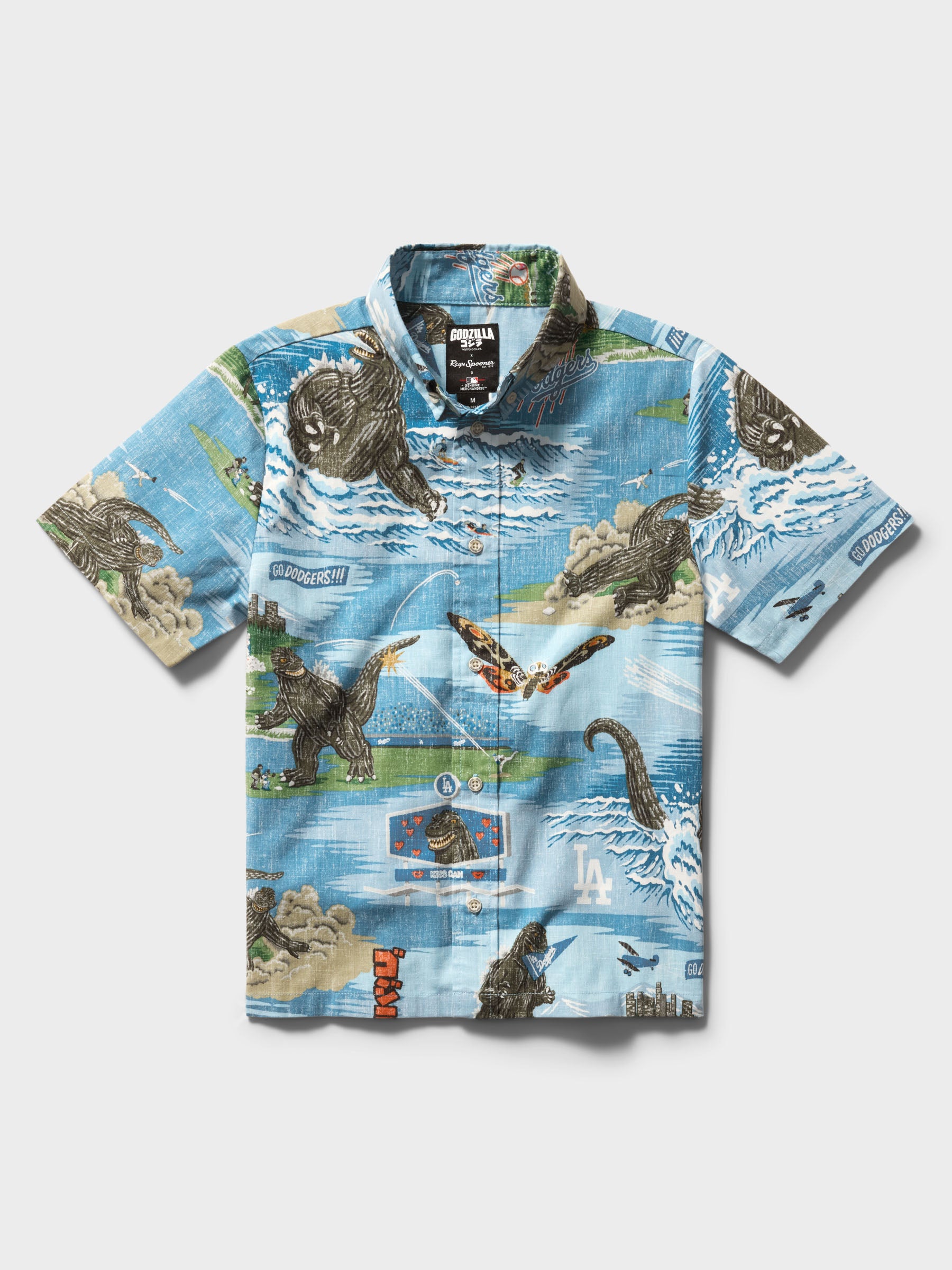 Reyn Spooner MLB KIDS LOS ANGELES DODGERS GODZILLA ALOHA SHIRT in BLUE