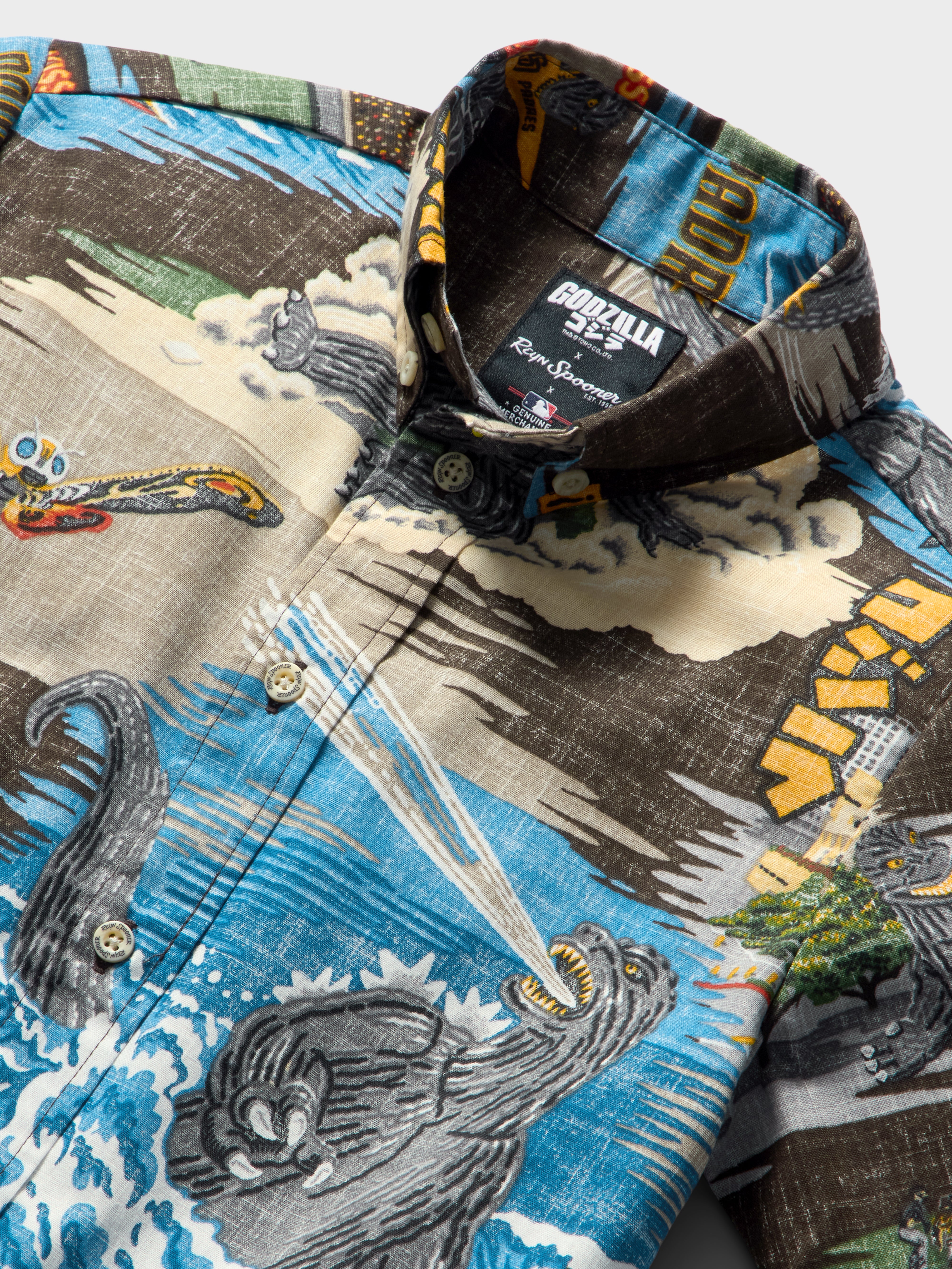Reyn Spooner MLB KIDS SAN DIEGO PADRES GODZILLA ALOHA SHIRT in BROWN