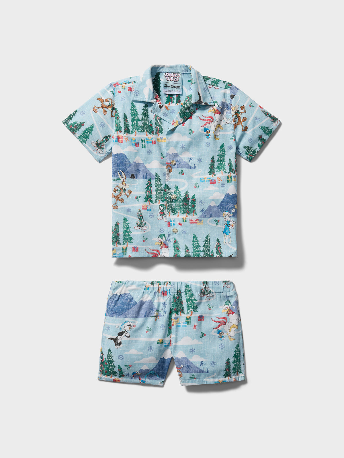 Reyn Spooner A LOONEY TUNES CHRISTMAS TODDLER CABANA SET in BLUE