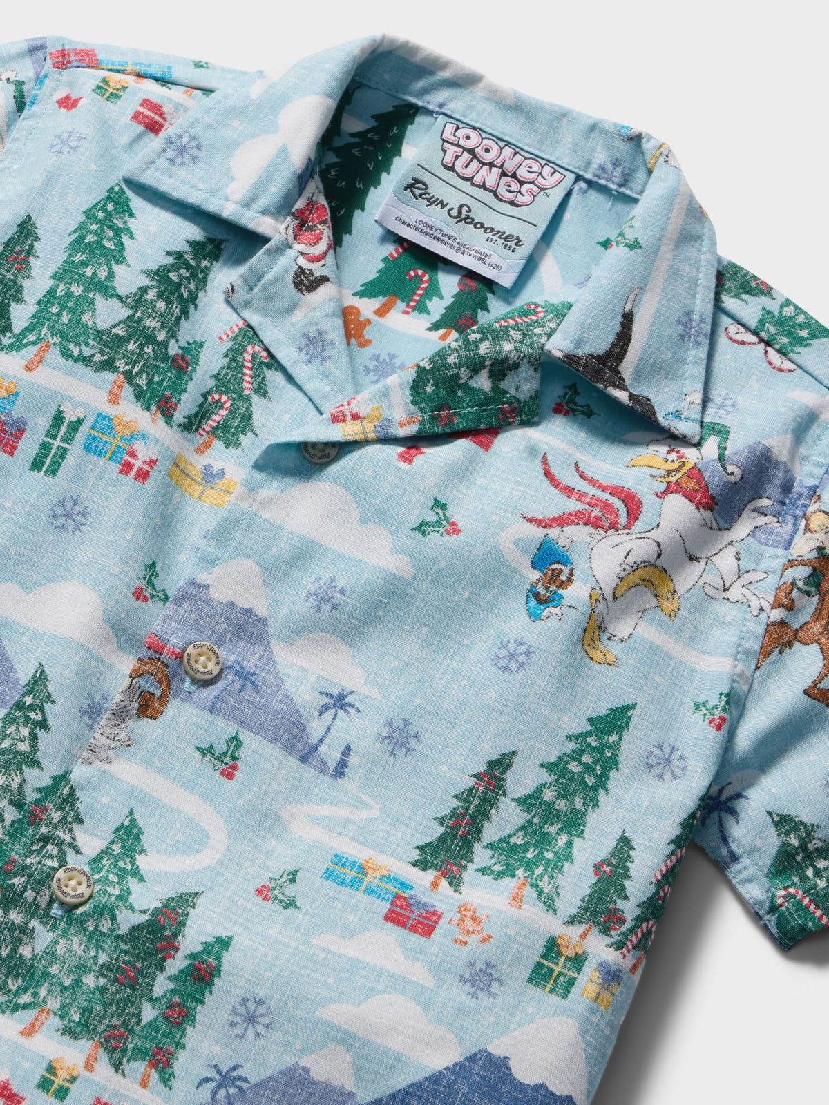 Reyn Spooner A LOONEY TUNES CHRISTMAS TODDLER CABANA SET in BLUE