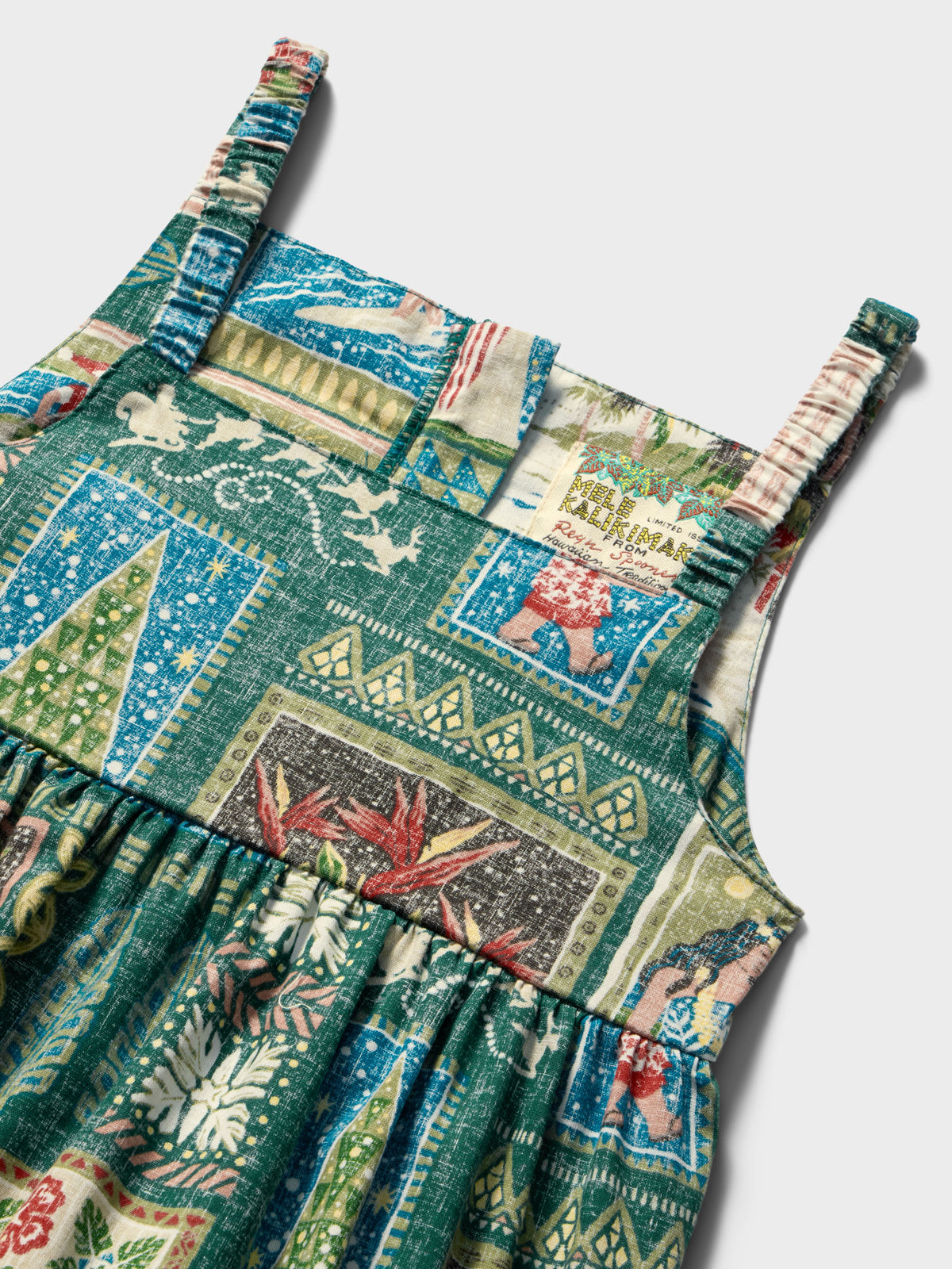 Reyn Spooner HAWAIIAN CHRISTMAS 2026 LILY GIRLS SUNDRESS in GREEN