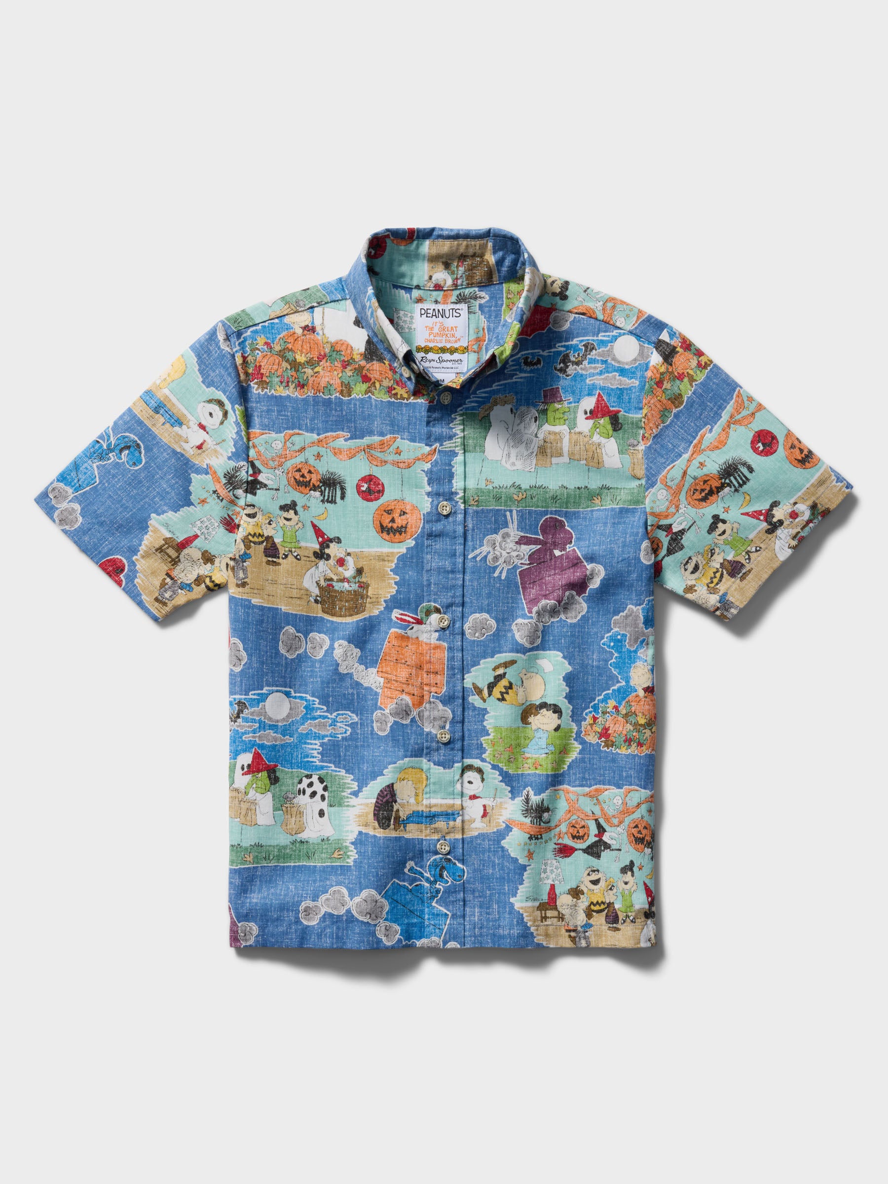 Reyn Spooner IT'S THE GREAT PUMPKIN, CHARLIE BROWN: 60TH ANNIVERSARY YOUTH SHIRT in VINTAGE INDIGO