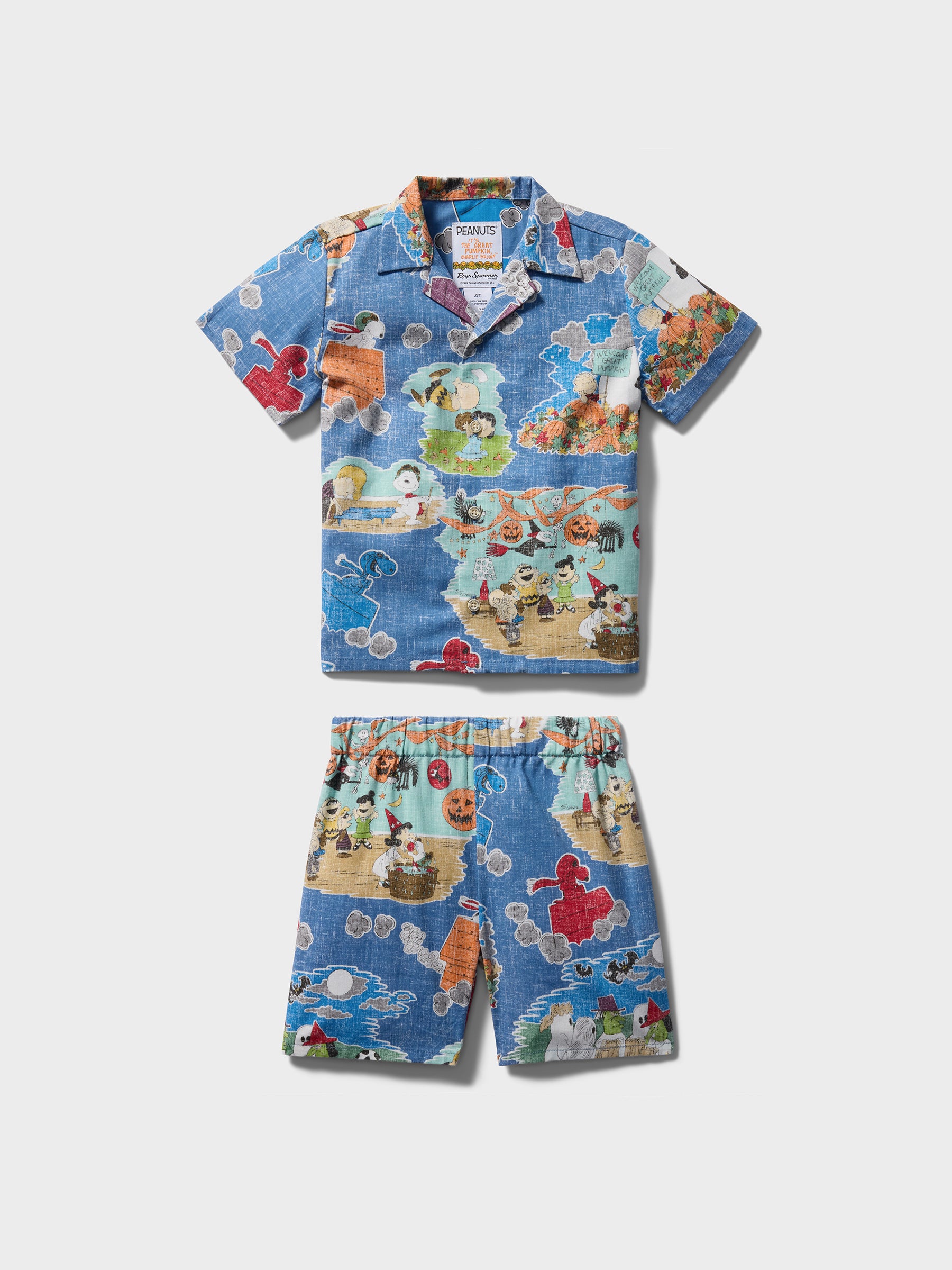 Reyn Spooner IT'S THE GREAT PUMPKIN, CHARLIE BROWN: 60TH ANNIVERSARY TODDLER CABANA SET in VINTAGE INDIGO